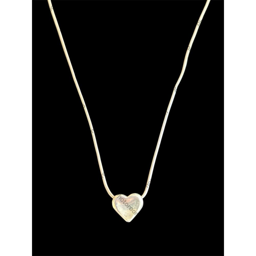 Sterling Silver 18” Snake Chains Necklace And Heart Slide Pendant 925 6.11g
